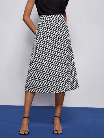 BIZwear Allover Print A-line Skirt