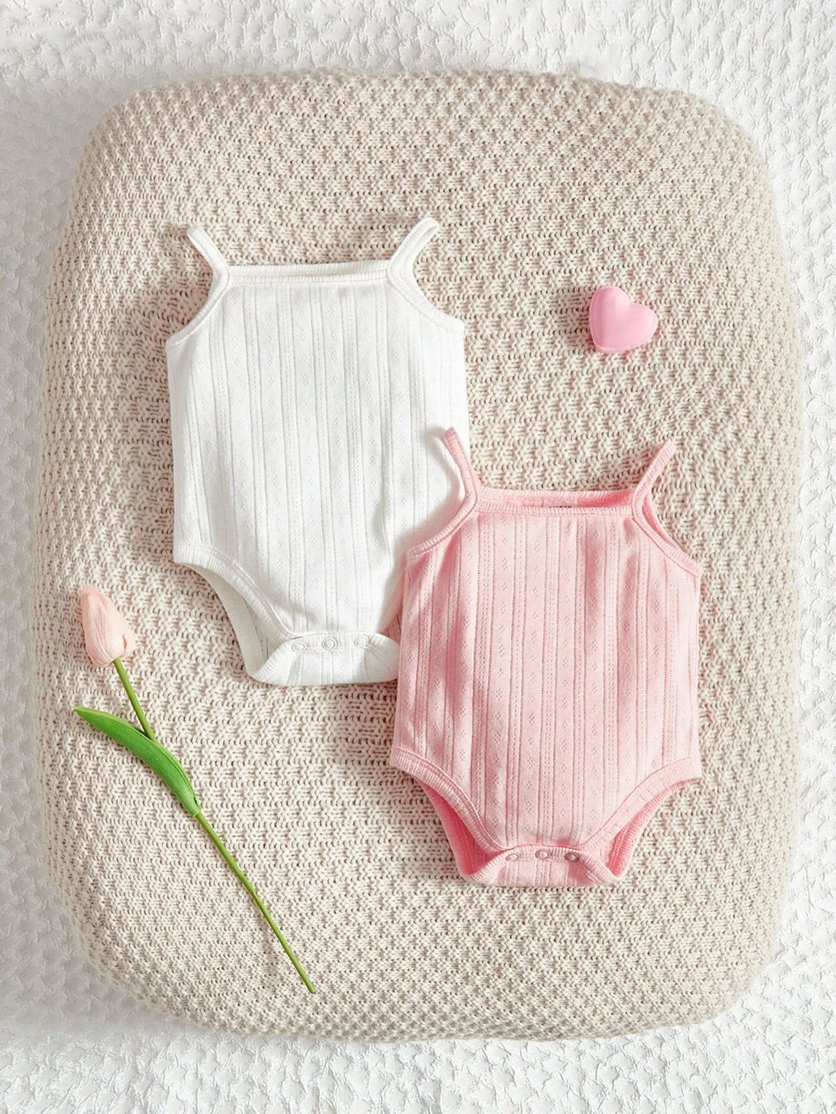 Newborn Baby 2pcs Solid Cami Bodysuit