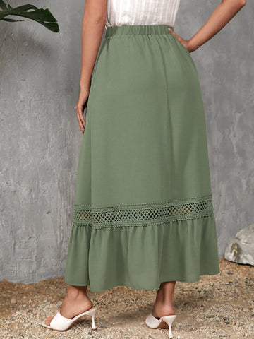 EMERY ROSE Guipure Lace Insert Ruffle Hem Skirt