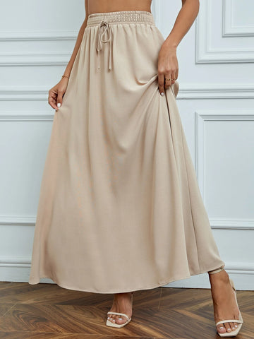 Tall Solid Drawstring Waist Maxi Skirt