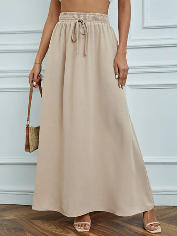 Tall Solid Drawstring Waist Maxi Skirt