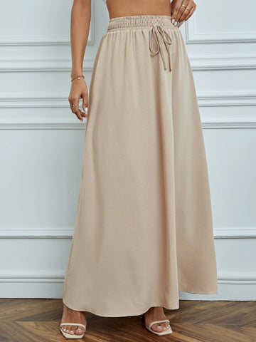 Tall Solid Drawstring Waist Maxi Skirt