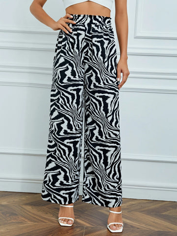 Tall Zebra Striped Wide Leg Pants