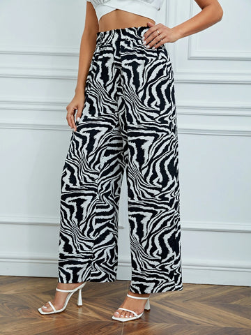 Tall Zebra Striped Wide Leg Pants