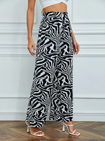 Tall Zebra Striped Wide Leg Pants