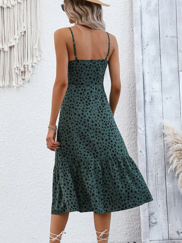 Dalmatian Print Ruffle Hem Cami Dress