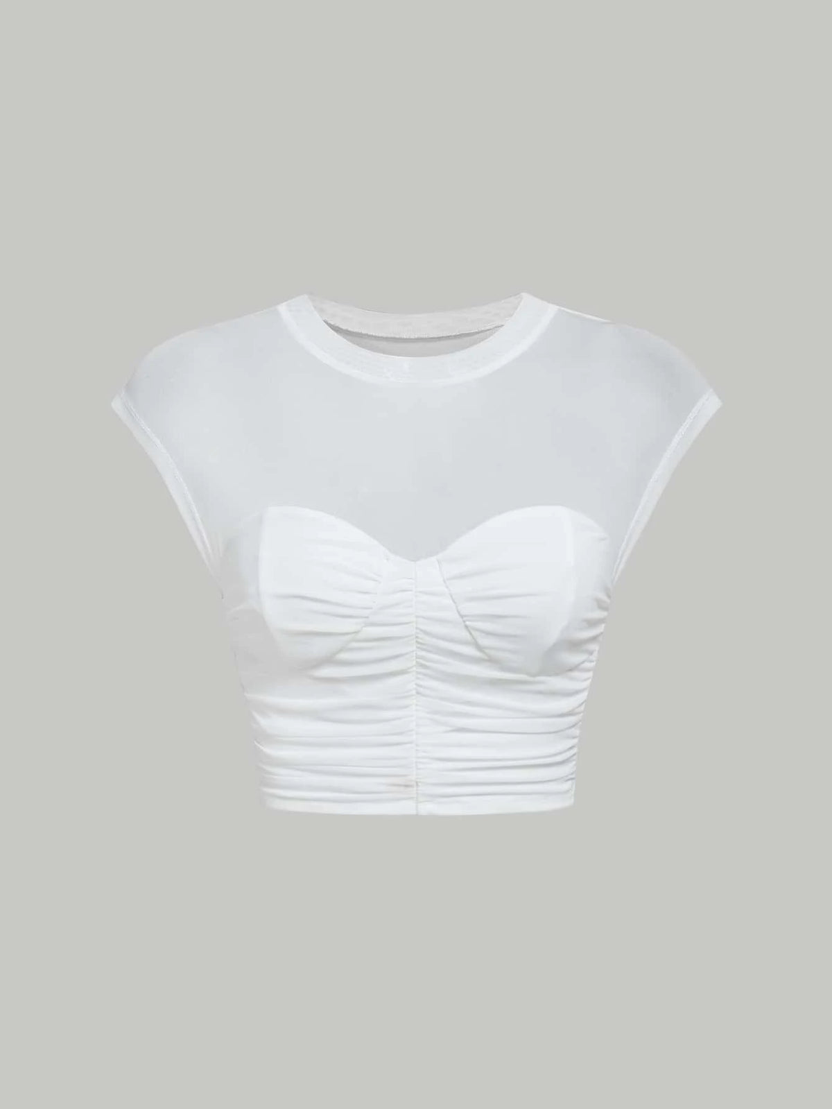 MOD Solid Ruched Crop Tee