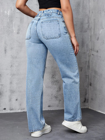 High Waist Straight Leg Jeans