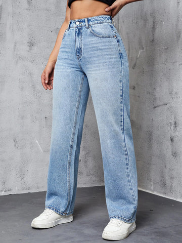 High Waist Straight Leg Jeans