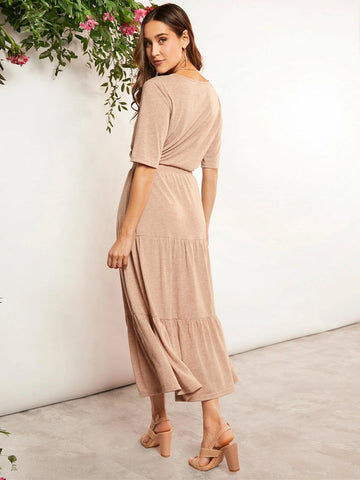 EMERY ROSE Solid Tee & Ruffle Hem Skirt