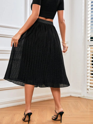 Frenchy High Waist Glitter Pleated Skirt