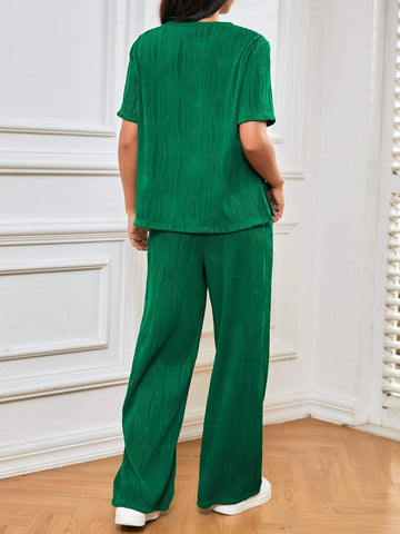 Frenchy Solid Tee & Wide Leg Pants