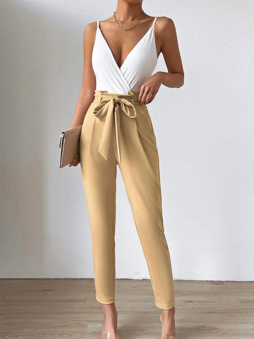 Solid Cami Bodysuit & Belted Pants