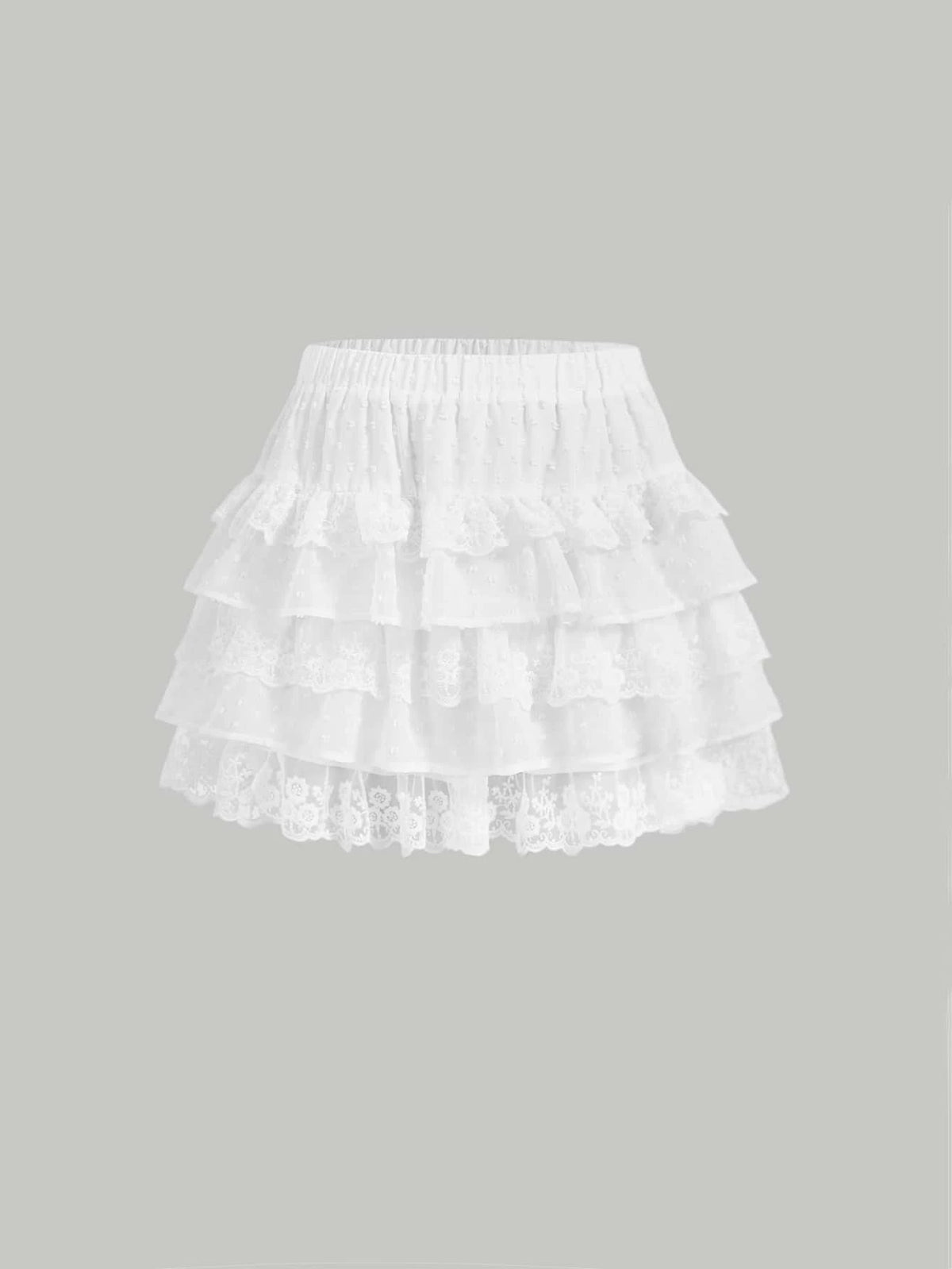MOD Contrast Lace Ruffle Hem Skirt