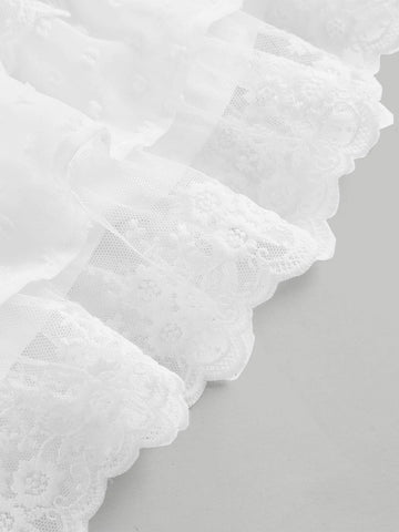 MOD Contrast Lace Ruffle Hem Skirt