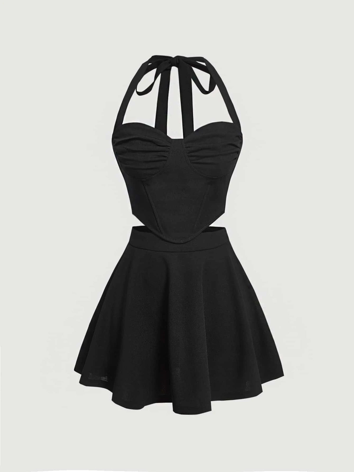 MOD Ruched Halter Top & Flare Skirt