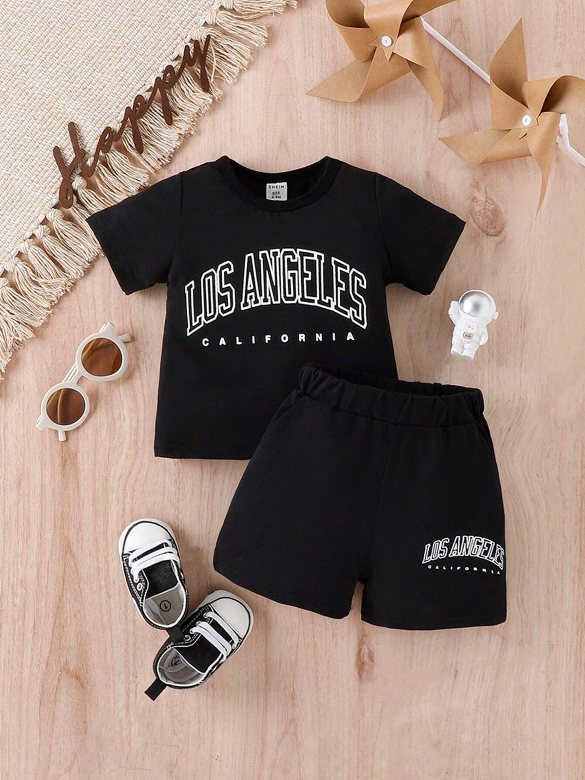 Baby Letter Graphic Tee & Shorts