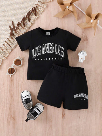 Baby Letter Graphic Tee & Shorts