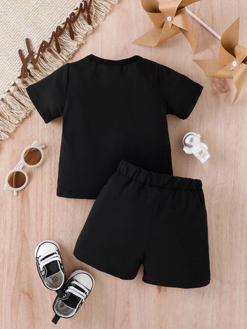 Baby Letter Graphic Tee & Shorts