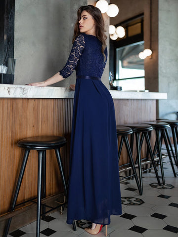 MIUSOL Contrast Lace V Neck Dress