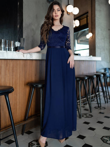 MIUSOL Contrast Lace V Neck Dress