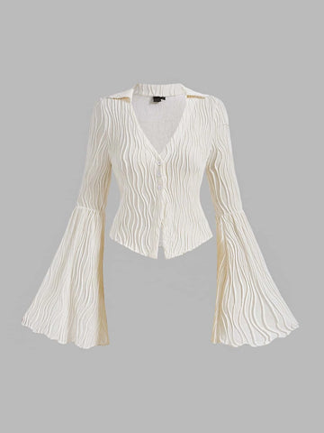 MOD Flounce Sleeve Button Front Tee