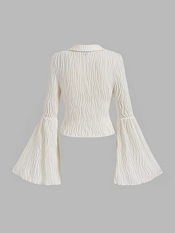 MOD Flounce Sleeve Button Front Tee