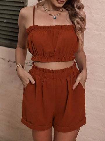 Frill Trim Cami Top & Shorts