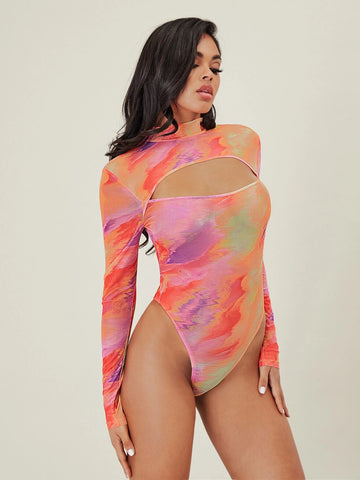 BAE Tie Dye Cut Out Front Bodysuit