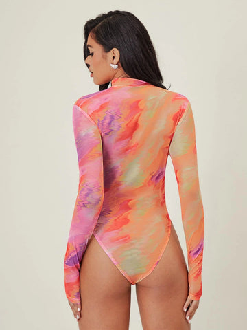 BAE Tie Dye Cut Out Front Bodysuit