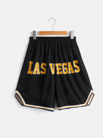 EZwear Letter Graphic Contrast Trim Tank Top & Shorts