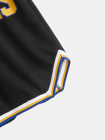 EZwear Letter Graphic Contrast Trim Tank Top & Shorts