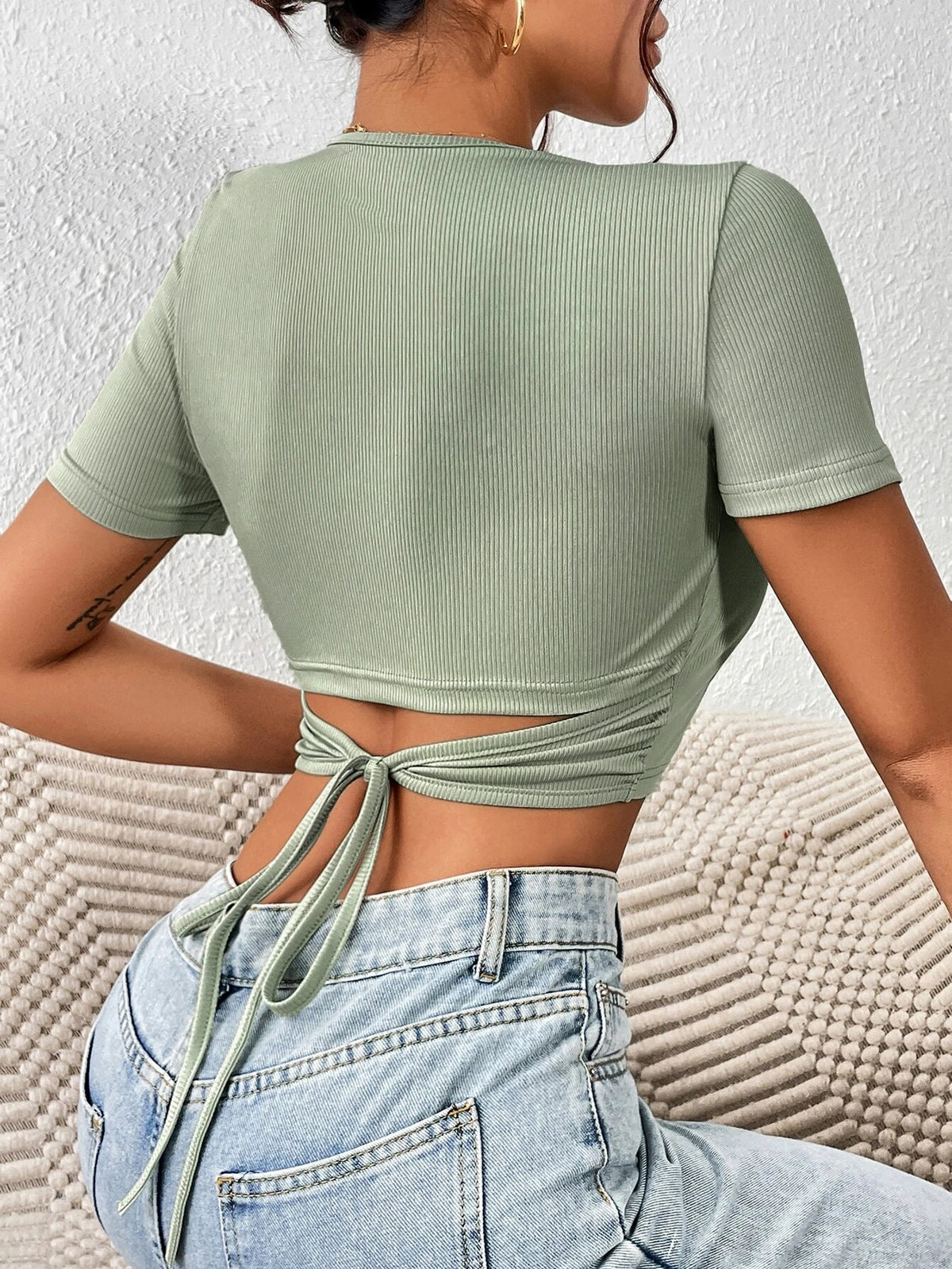 Frenchy Tie Back Crop Tee