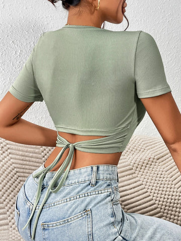 Frenchy Tie Back Crop Tee