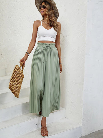 VCAY Crop Cami Top & Paperbag Waist Pleated Wide Leg Pants