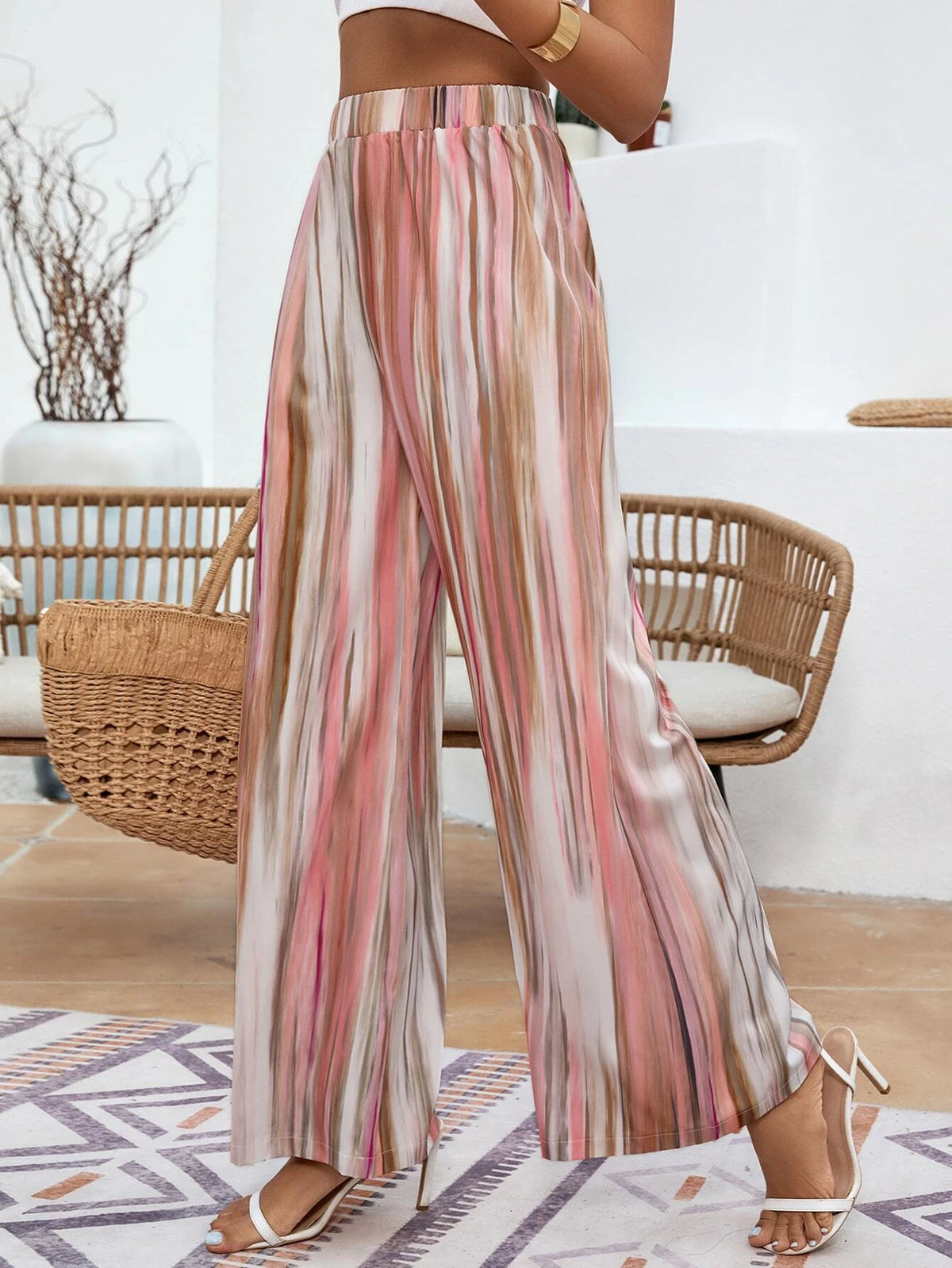 EMERY ROSE Allover Print Wide Leg Pants