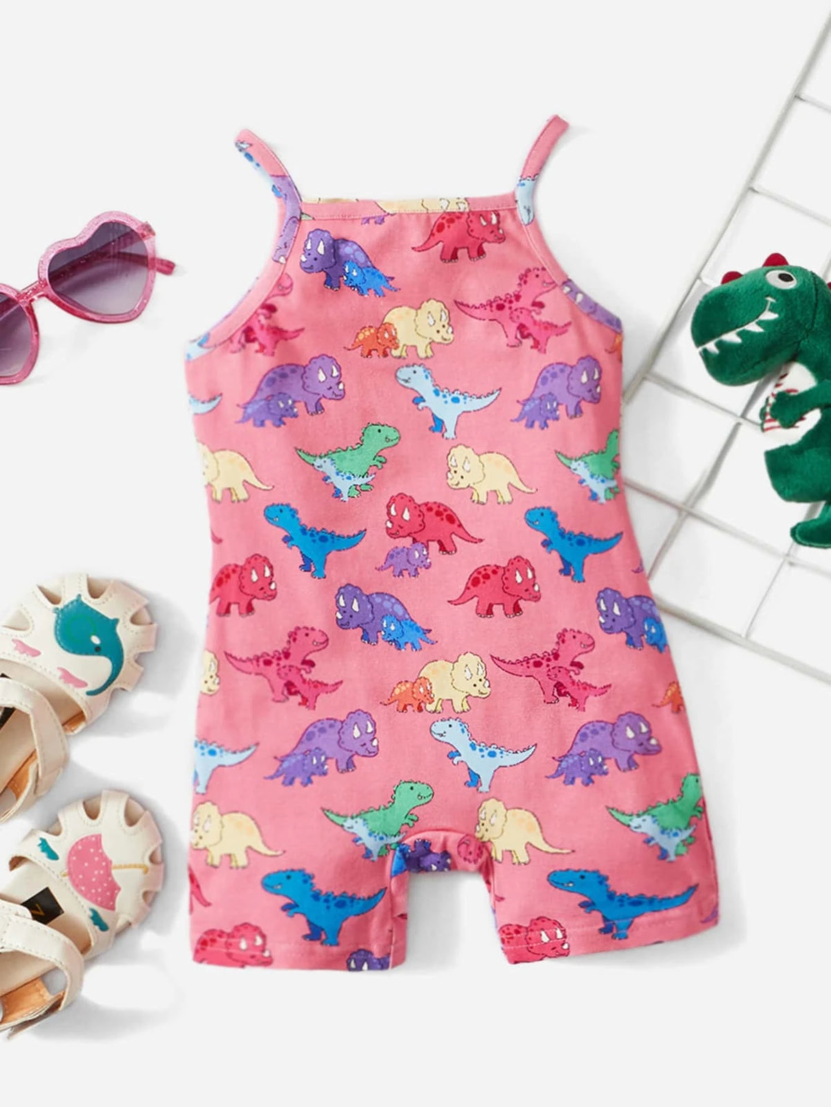 Baby Dinosaur Print Cami Romper