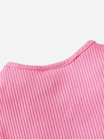 Baby Colorblock Lettuce Trim Ribbed Knit Tee