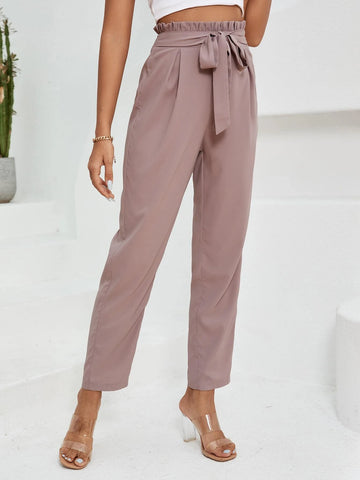 EMERY ROSE Paperbag Waist Belted Pants