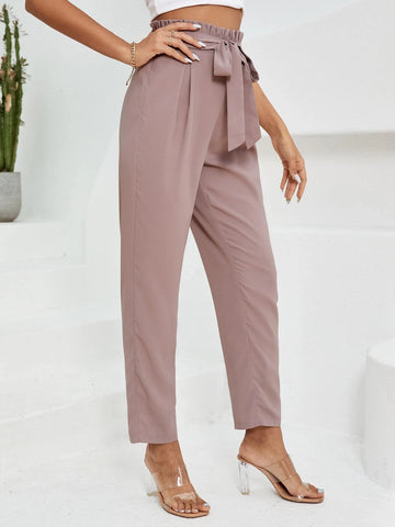 EMERY ROSE Paperbag Waist Belted Pants