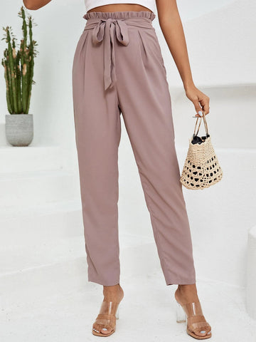 EMERY ROSE Paperbag Waist Belted Pants