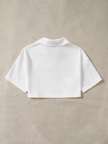Letter Graphic Drop Shoulder Crop Tee