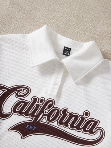 Letter Graphic Drop Shoulder Crop Tee