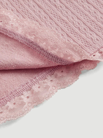 MOD Contrast Lace Knot Front Crop Tee