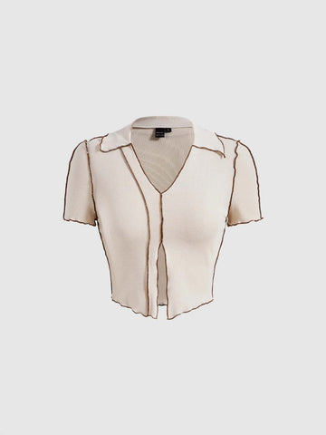 MOD Top-stitching Ribbed Knit Tee