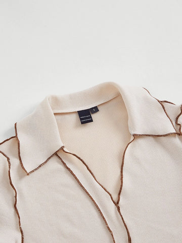 MOD Top-stitching Ribbed Knit Tee