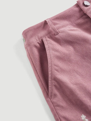 Floral Embroidery Corduroy Skirt