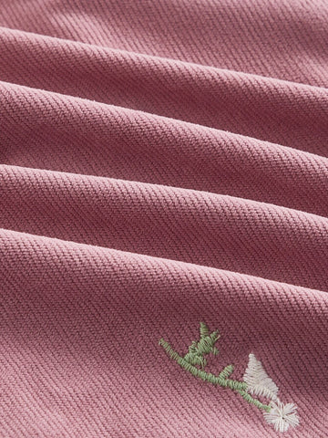 Floral Embroidery Corduroy Skirt