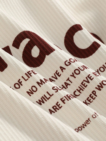 DAZY Slogan Graphic Ribbed Knit Drop Shoulder Tee