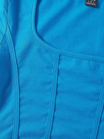 EZwear Scoop Neck Asymmetrical Hem Crop Tee